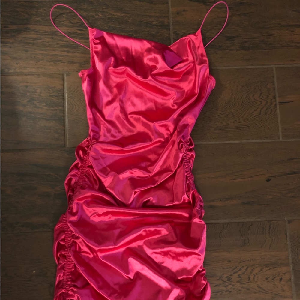 Hot Pink Satin Dress